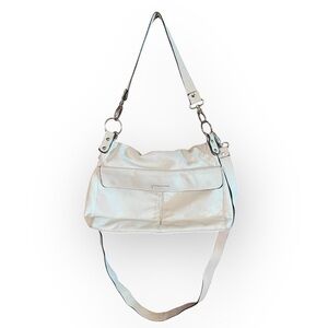 Dimoni White Large Leather Women’s Shoulder Bag Purse Flawed